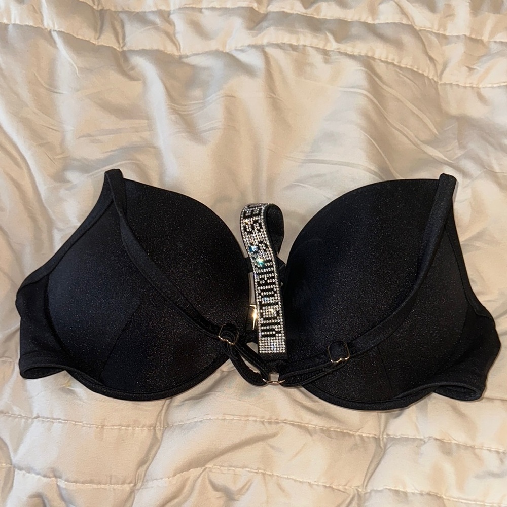 Victoria Secret Black Embellished swimsuit top Size Large